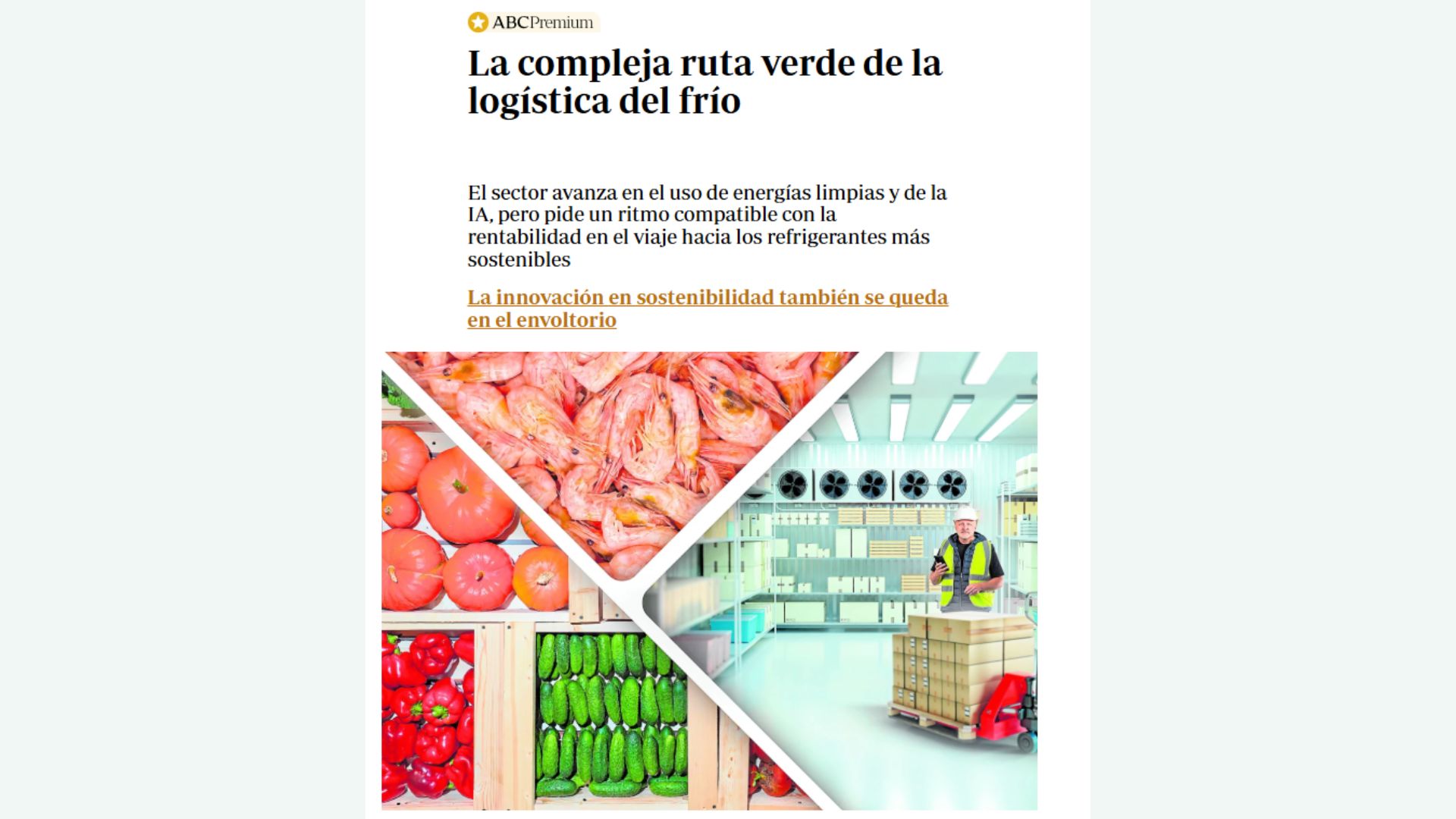 Publicación en diario ABC. Innovación tecnológica en la logística del frío